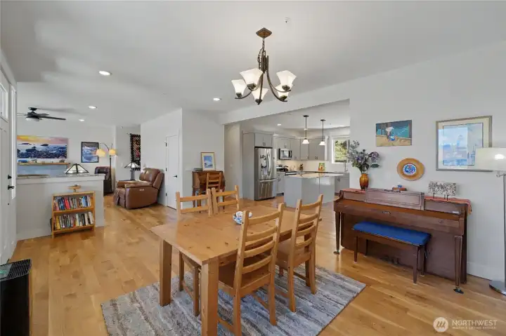 Dining, Kitchen and Living rooms all open to each other
