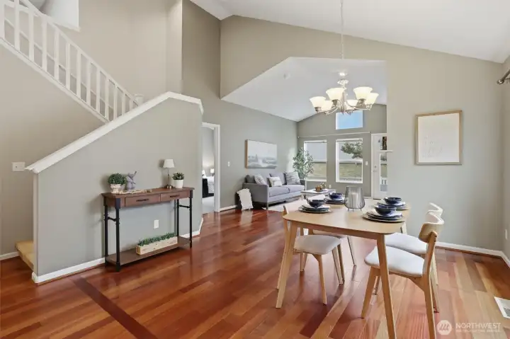 Beautiful floors and tall ceilings make this condo extra special.