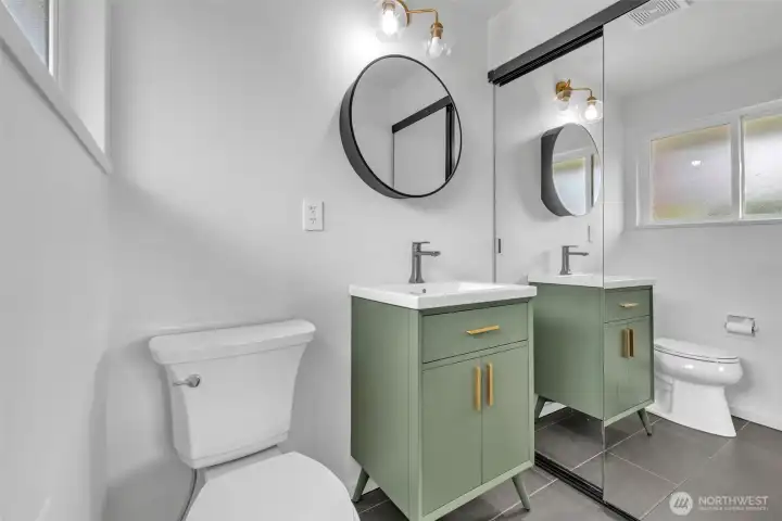 Primary half bath.