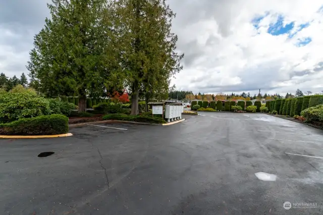 portion of parking lot at clubhouse