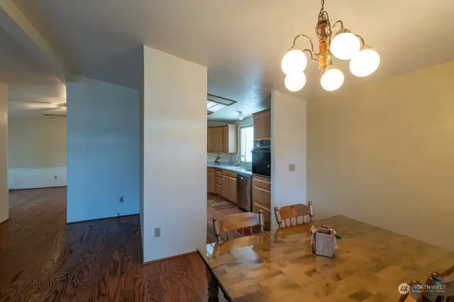 dining room looking down hall and to kitchen