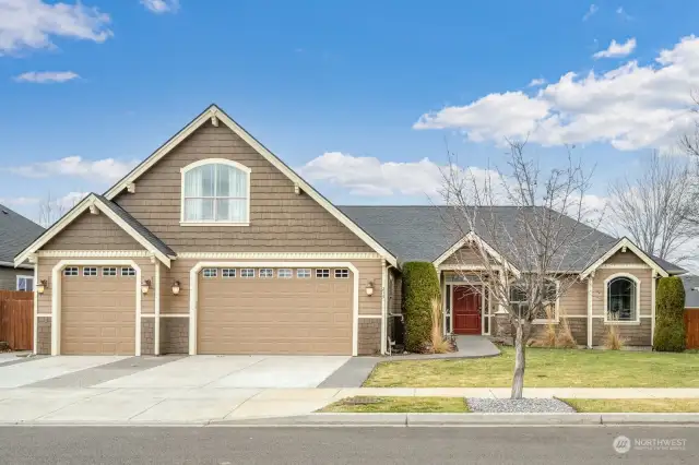 Massive three car garage with lofted bonus room