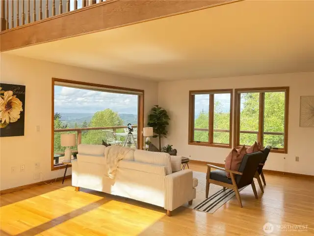 Living room with windows everywhere!