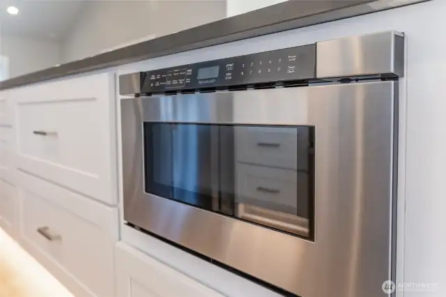 Drawer microwave in kitchen island