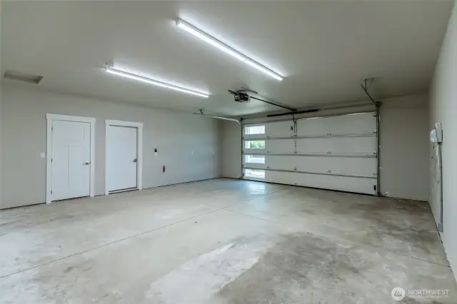Large finished 2 car garage with hot/cold water faucet