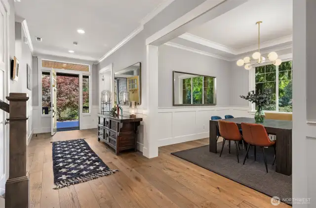 Off the great room and across from the stairs is your formal dining room.