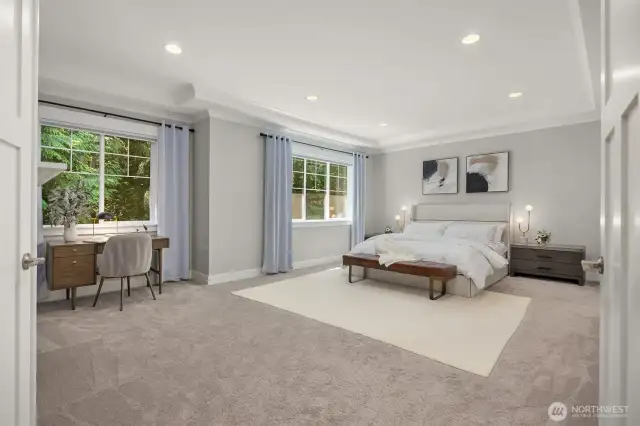 Spacious Primary Bedroom with fireplace.