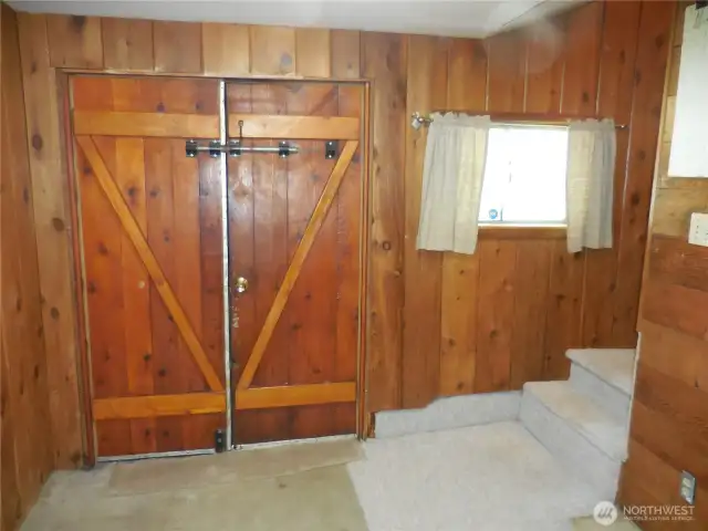 Downstairs- Basement double door entry.