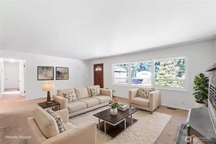 Bright and Airy Living Room Virtually Staged