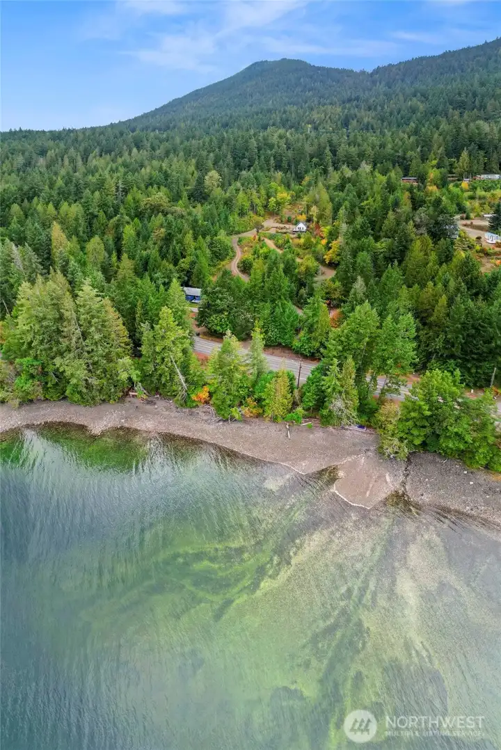 View of the tidelands and beach, lower, and upper house - the whole spread!