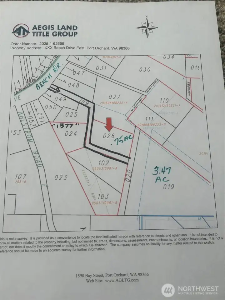 Plat Map for Beach Drive Lots.