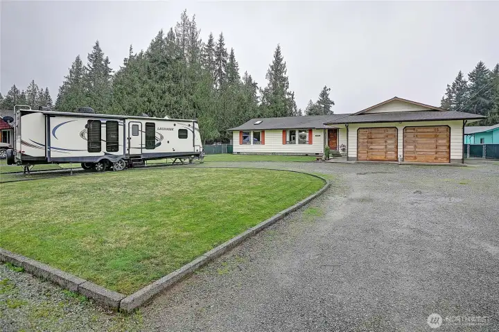 Large level lot, just under a half acre..