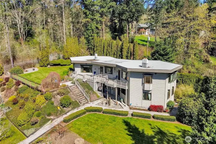 Terraced yard and front of home
