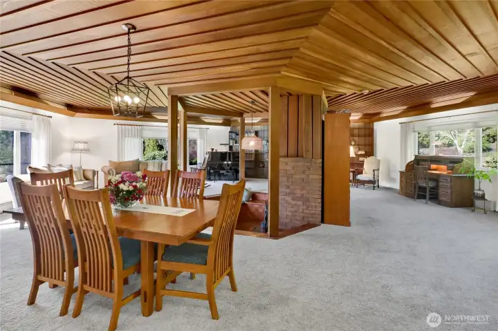 Dining in the great room.