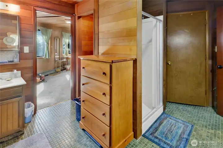 3/4 bath in lower level.