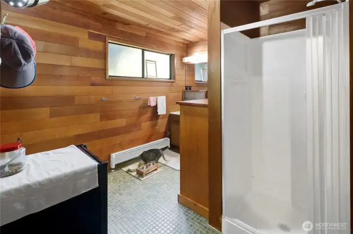 3/4 bath in lower level.