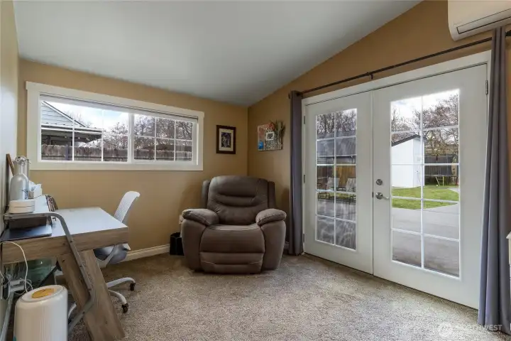 French doors out to patio