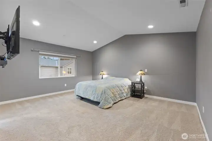Very large primary with Vaulted ceilings