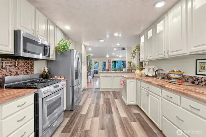 Natural gas range with pot filler makes meals easy and enjoyable.