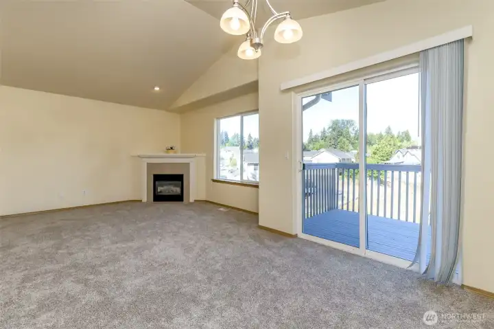 Floorpan offers kitchen open to dining and living room areas and access to your deck from the living space. Floorpan offers kitchen open to dining and living room areas and access to your deck from the living space.