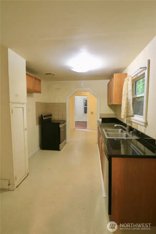 View of Kitchen from Bathroom