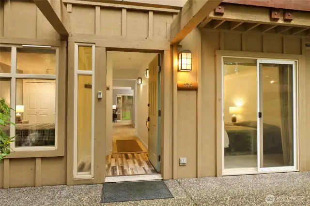 Entryway with new tile floors.