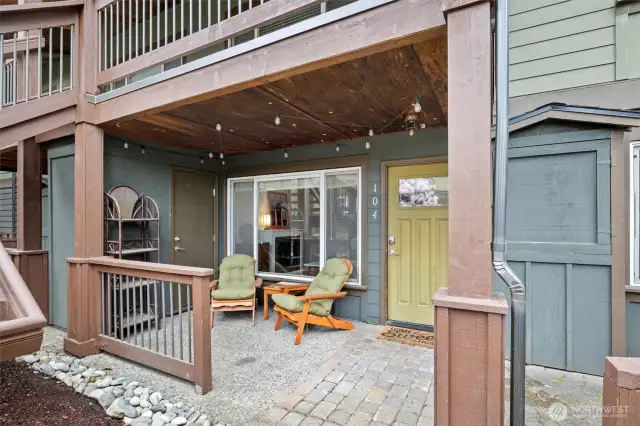 huge private patio with secure storage closet
