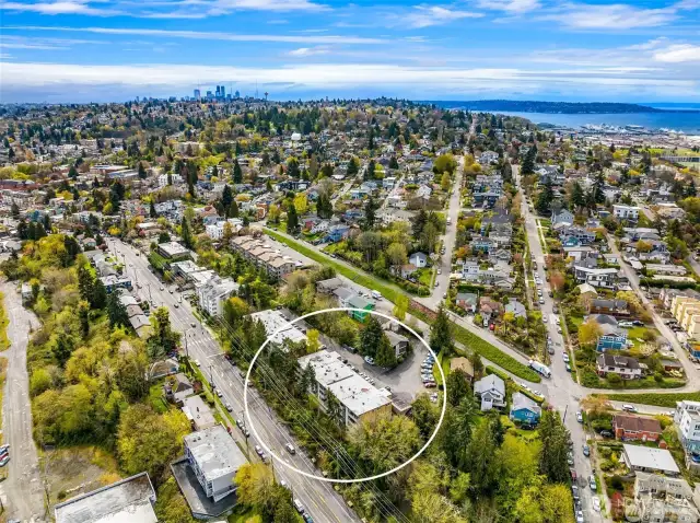 Views toward South Queen Anne, beautiful residential walks all around.