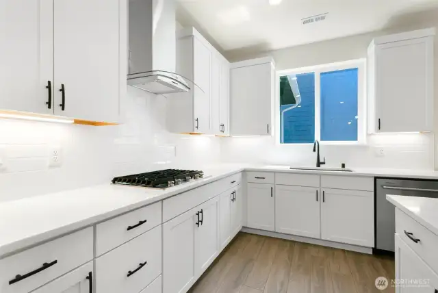 Gas cook top with under counter lighting