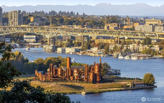 Stunning views of Gasworks Park to the north from the rooftop deck!