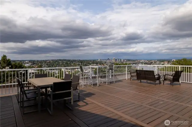 Rooftop deck with scenic views.