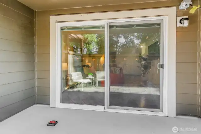 Step out from the living room onto your   own oversized private patio. Kryptonite secure lock for your bikes!!