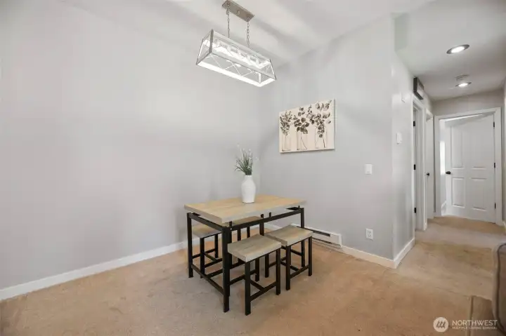 This space is big enough to handle a four seat table.