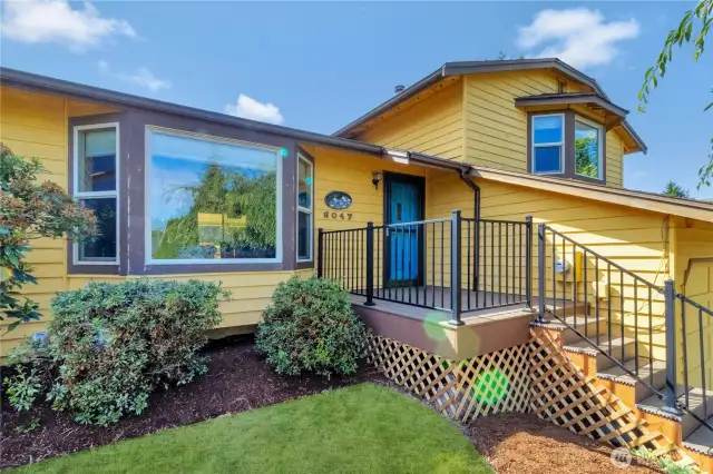 Composite deck leads to the front door.