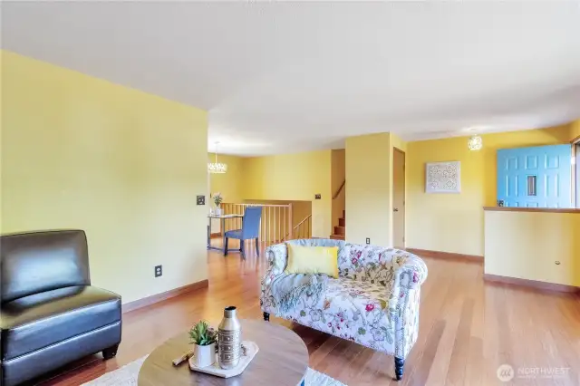 The living room flows to the dining area.