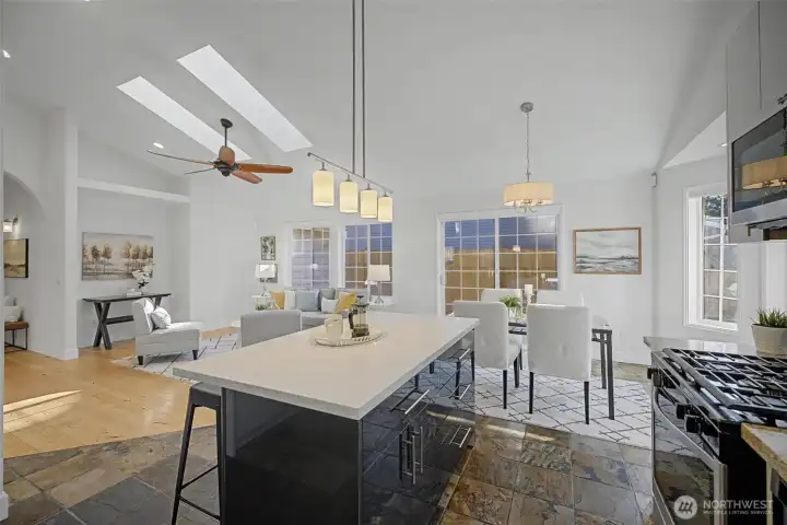 With durable finishes, generous counter space, island seating and direct access to outdoor living, this kitchen balances everyday practicality with relaxed lifestyle comfort—perfect for both busy mornings and laid-back evenings at home.