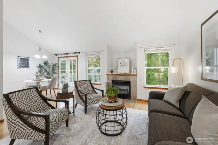 Soft, natural light gently pours through the windows, giving the home a warm, welcoming glow.