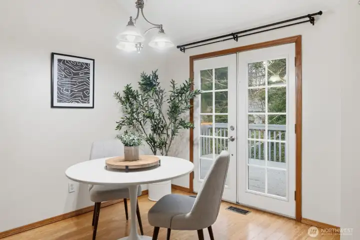 The dining room offers a  welcoming space