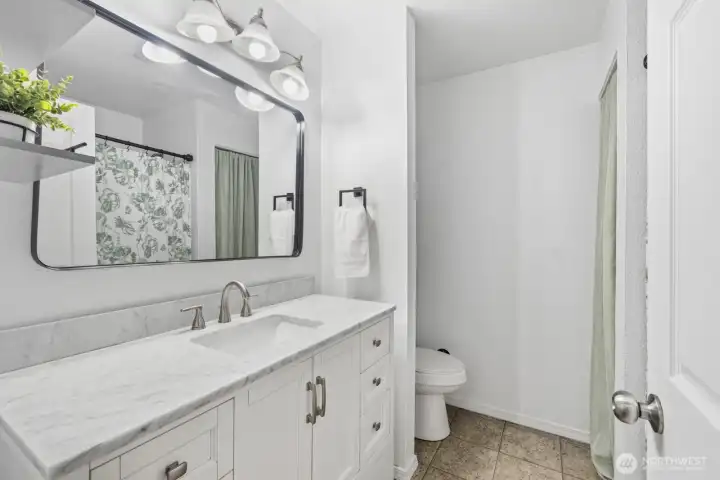 Full bathroom on lower level