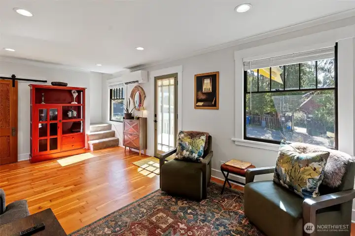 This home has all new Andersen windows, except for the 2 front windows on either side of the front door.  Those have been historically preserved.