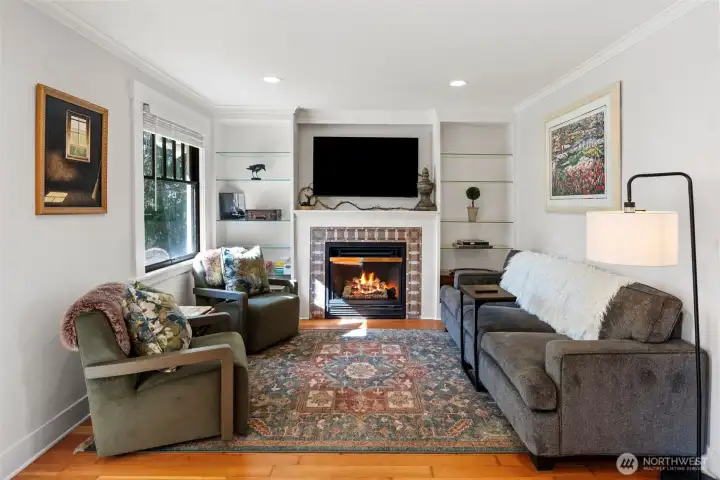 The living room is a cozy gathering place for entertaining guests and enjoying company.