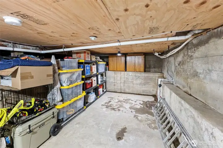 The crawl space is also a great storage place!