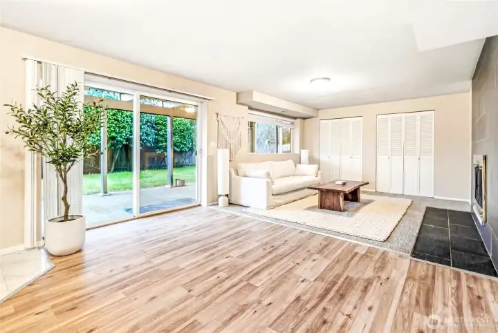 Basement recreation room. Virtually Staged.