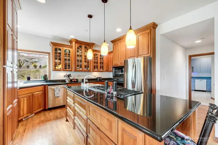 Kitchen area with access to the butlers kitchen.