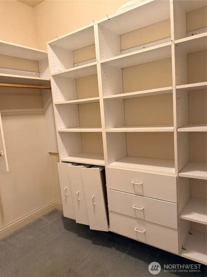Walk-in closet with built in shelving