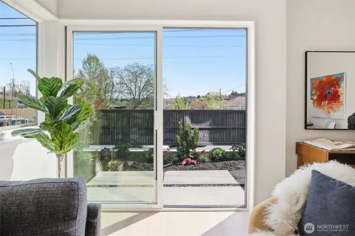 Sliding doors out to your own fence patio.