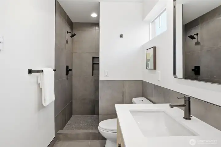 Custom tiled oversized shower