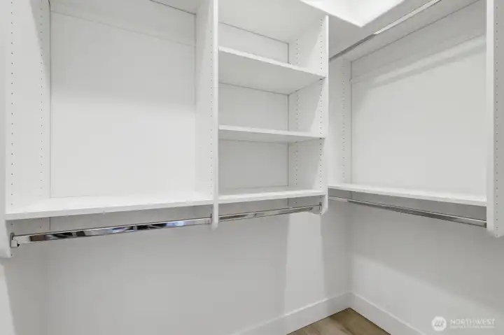Primary Suite walk-in Closet. Primary Suite walk-in Closet.