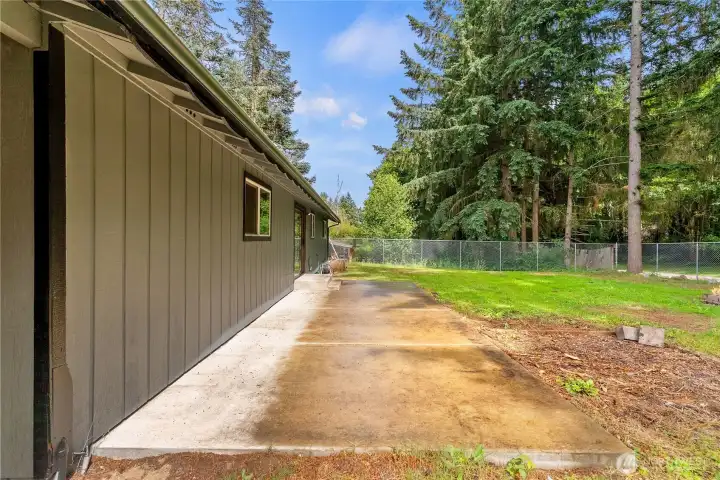 Large cement patio.