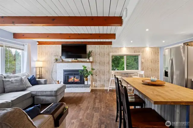 Another view of the spacious living and dining area.